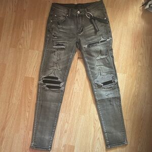 AMIRI Men’s Skinny Distressed Gray Jeans